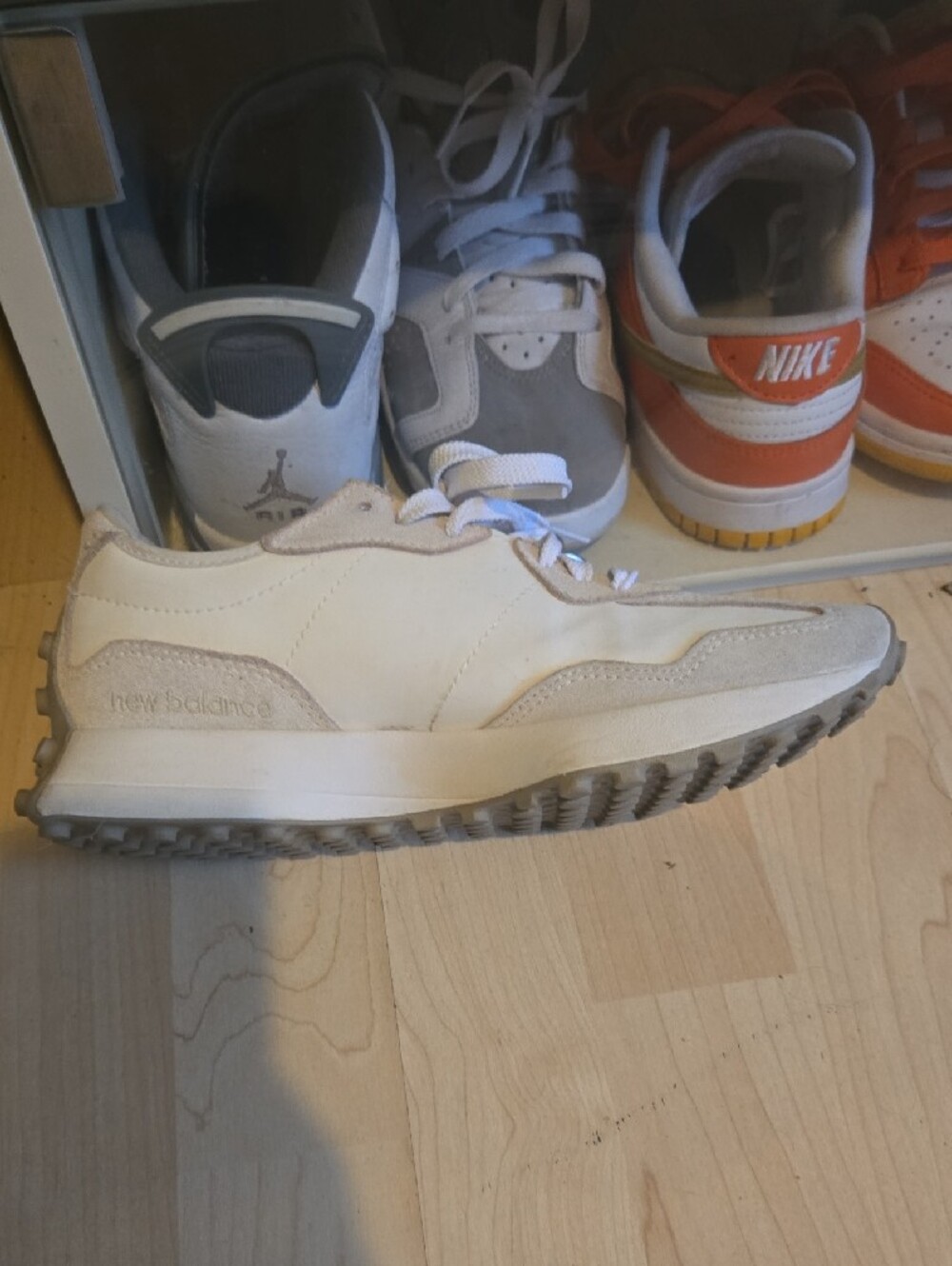 New Balance Cream and White Retro Runner Sneakers - Picture 2 of 3